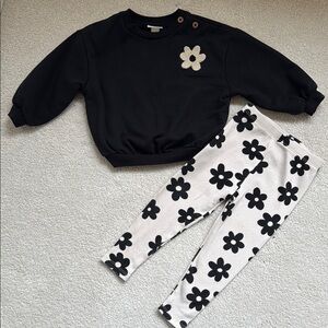 Cat & Jack Black and White Floral Kids Matching Set